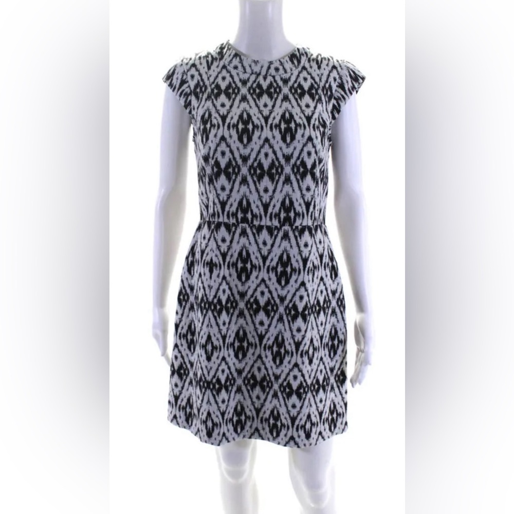 Theory Womens Abstract Print Sleeveless Knee Length A-Line Dress White Size 6
